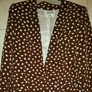 Kasper Brown and White Suit Jacket Sz 8